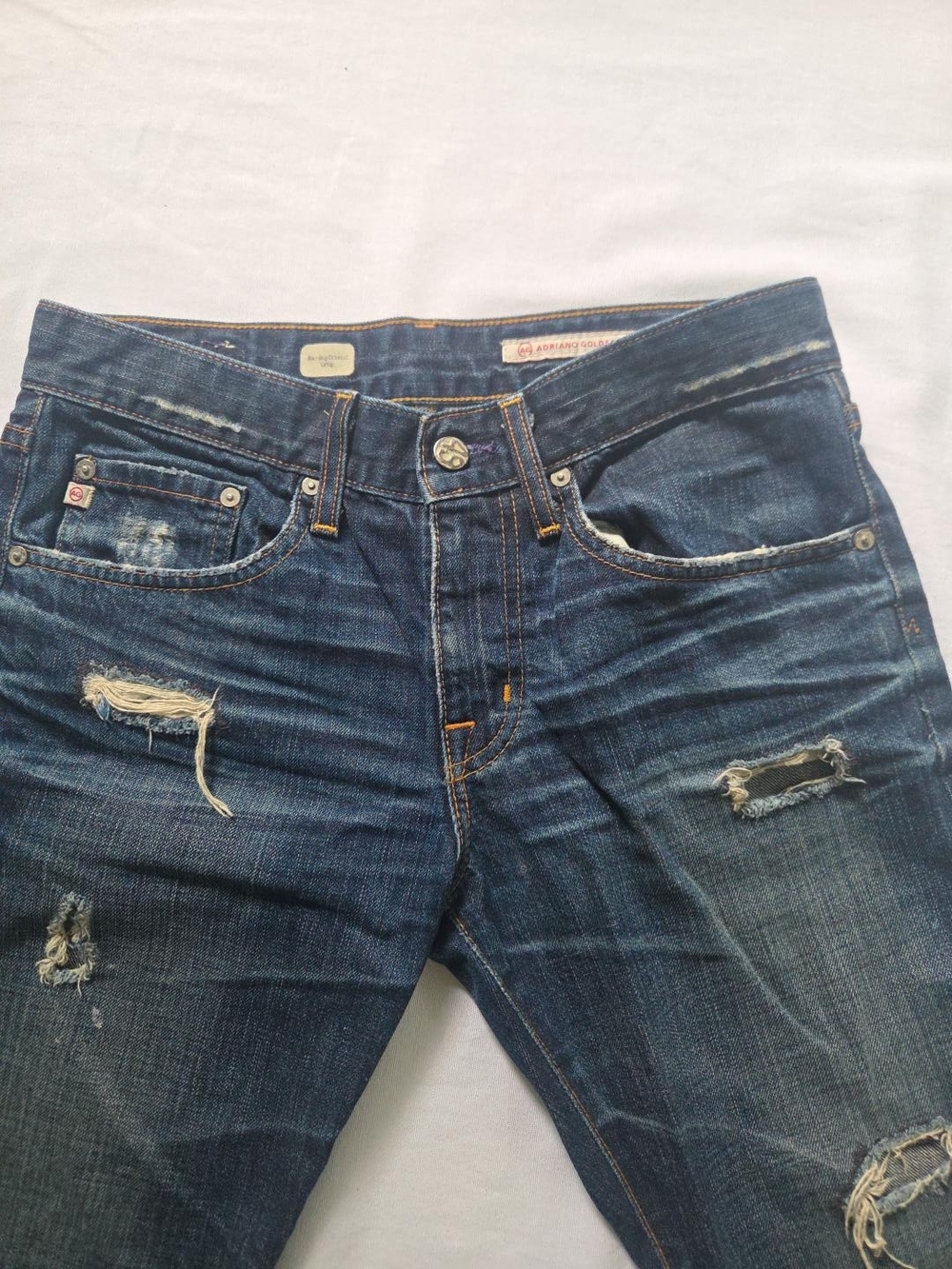 AG Adriano Goldschmied Ex-Boyfriend Crop Distressed Jeans 26R